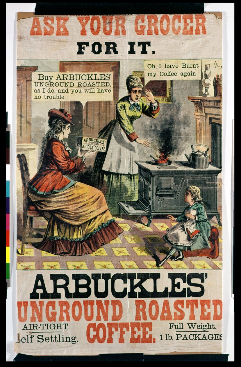 الإعلان الملصق Arbuckles Unground البن المحمص بواسطة المدرسة الأمريكية