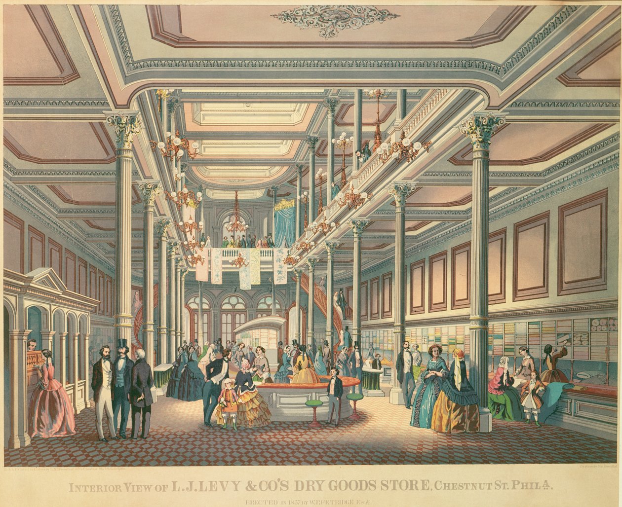 الإعلان عن الملصقات Levys Dry Goods Store ، Philadephia ، نشرته LN Rosenthal ، 1857 بواسطة المدرسة الأمريكية