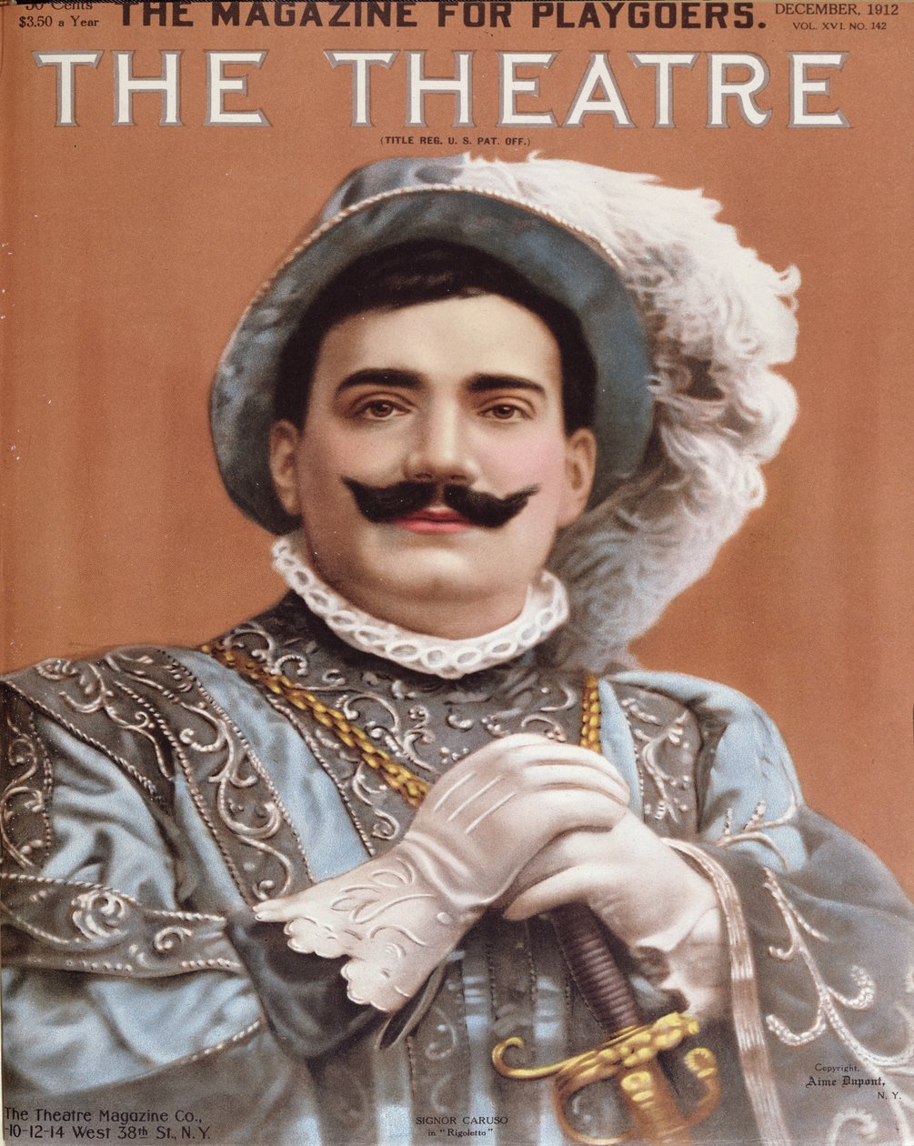ملصق يصور إنريكو كاروسو (1873-1921) باسم ريجوليتو ، 1912 بواسطة المدرسة الأمريكية