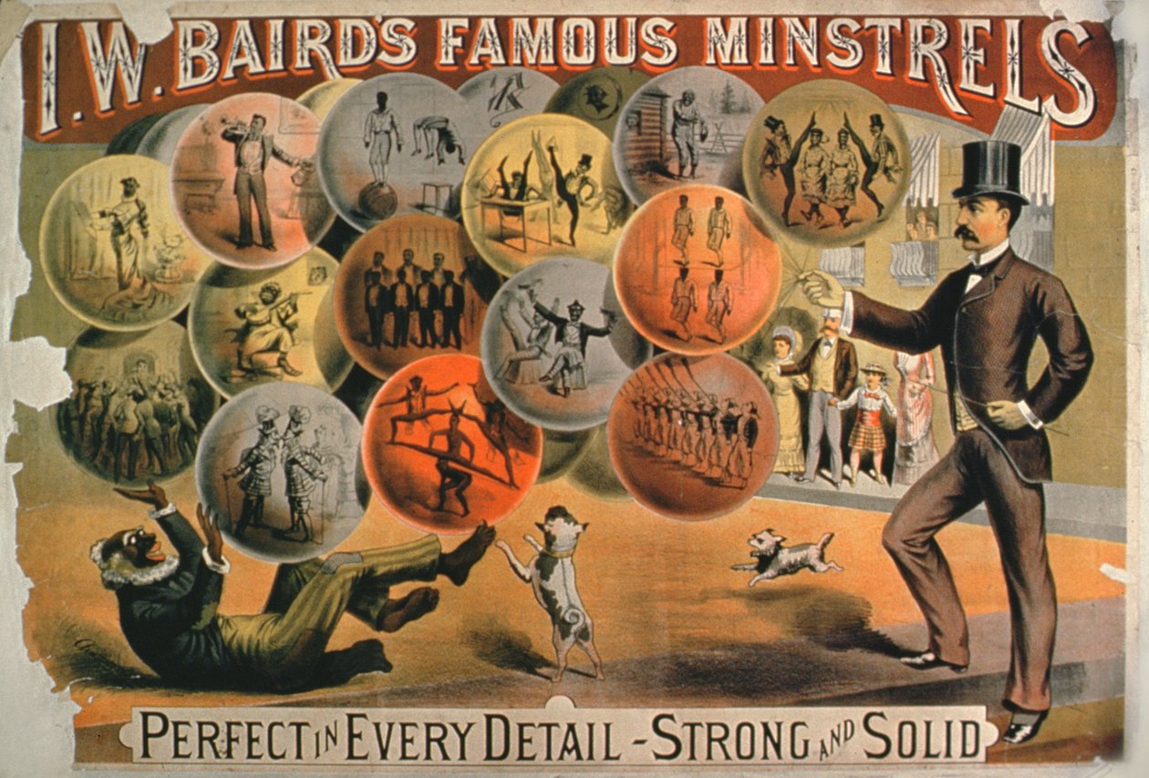 ملصق لـ IW Bairds Famous Minstrels بواسطة المدرسة الأمريكية