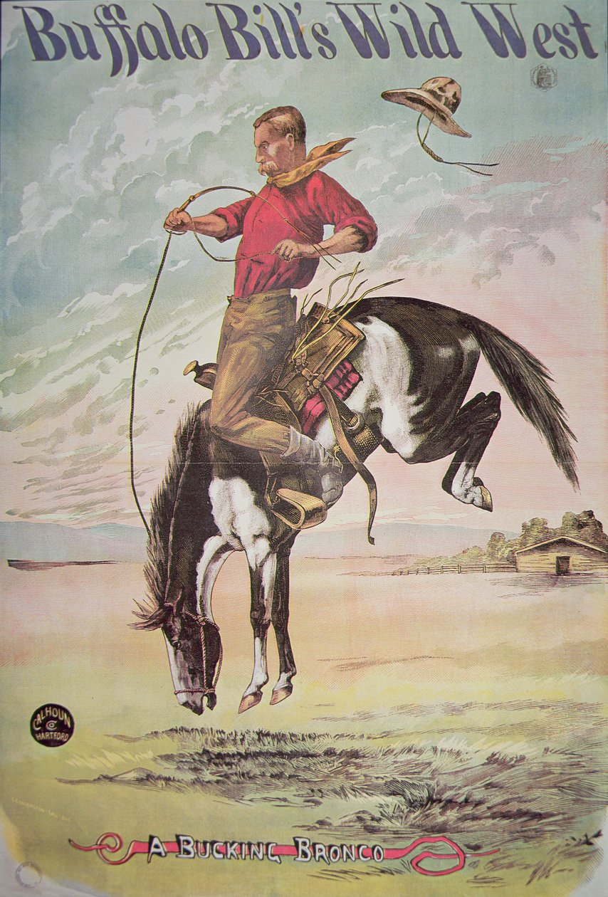 ملصق لبرونكو مخالِف ، لـ Buffalo Bill's (1846-1917) Wild West Show ، c.1885 (color litho) بواسطة المدرسة الأمريكية