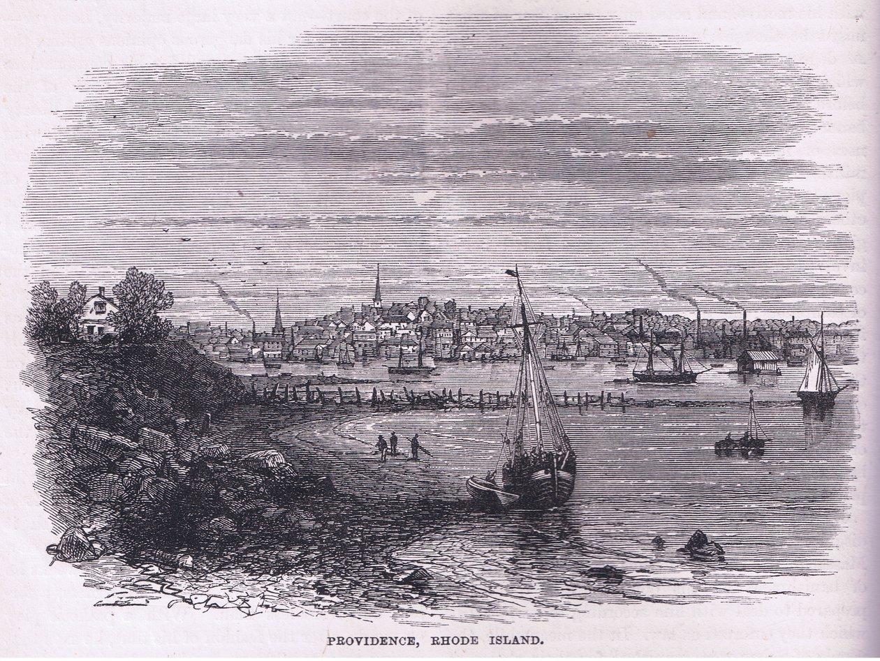 بروفيدنس ، رود آيلاند ، رسم توضيحي من حانة Cassell's History of the United States. بواسطة Petter & Galpin c.1890 (litho) بواسطة المدرسة الأمريكية
