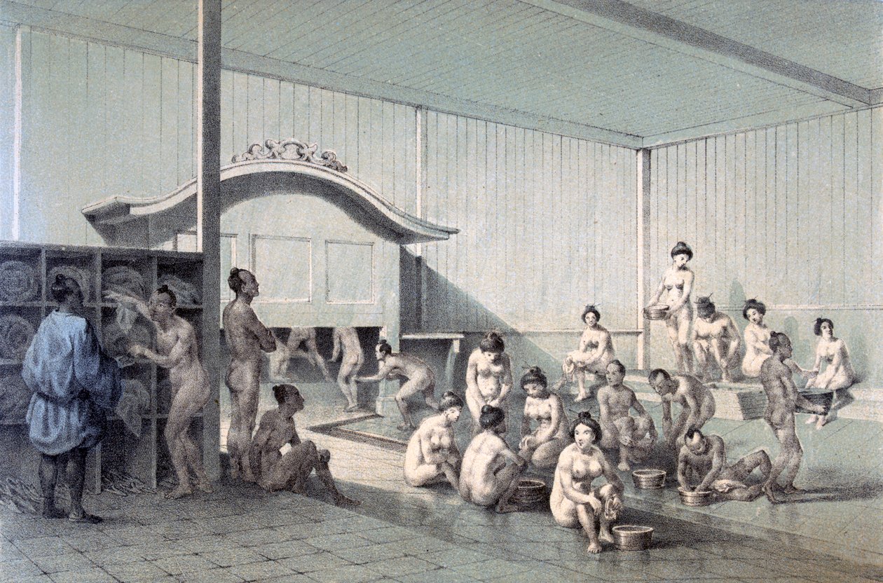 حمام عام في سيمودا ، 1856 (ألوان مائية) بواسطة المدرسة الأمريكية