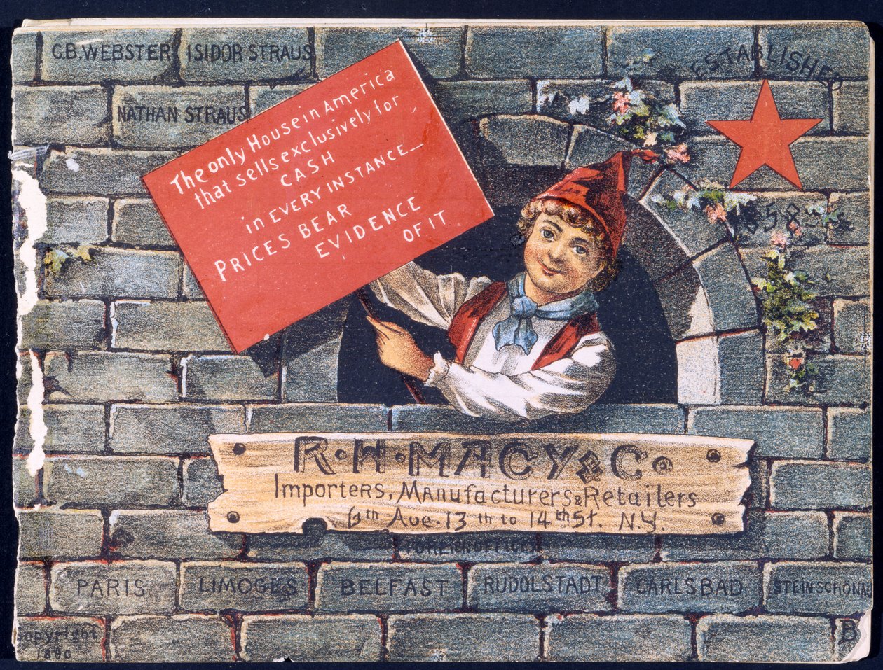 RH Macy & Co. المستوردين والمصنعين وتجار التجزئة [الغلاف الأمامي للكتالوج] ، 1890 بواسطة المدرسة الأمريكية