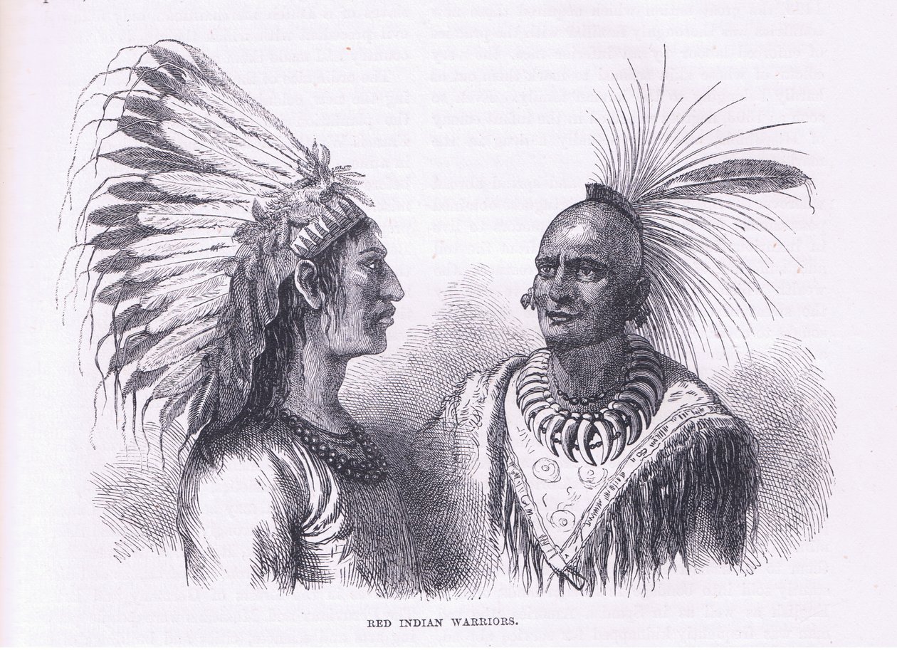 المحاربون الهنود الحمر ، رسم توضيحي من حانة Cassell's History of the United States. بواسطة Petter & Galpin c.1890 (litho) بواسطة المدرسة الأمريكية