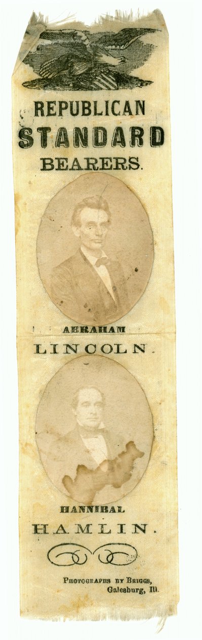 الجمهوريون القياسيون ، أبراهام لينكولن وهانيبال هاملين ، 1860 (نسيج مطبوع) بواسطة المدرسة الأمريكية