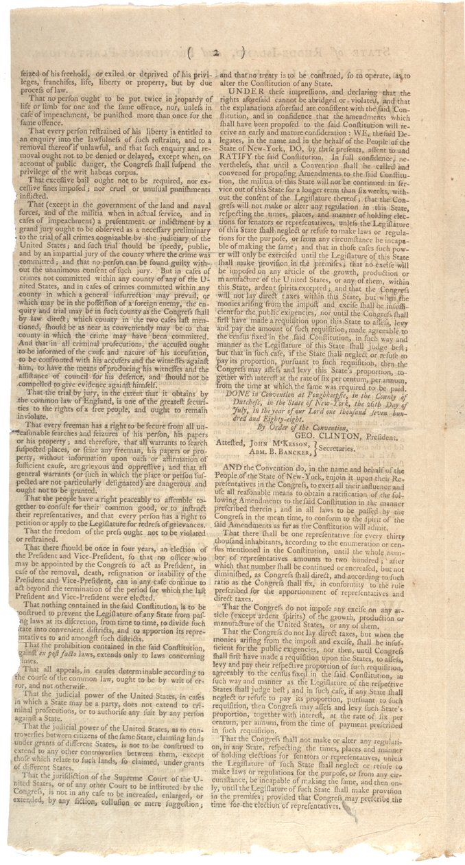 قرارات طباعة مقترح NYS لإدخال تعديلات على الدستور ، أكتوبر 1788 بواسطة المدرسة الأمريكية