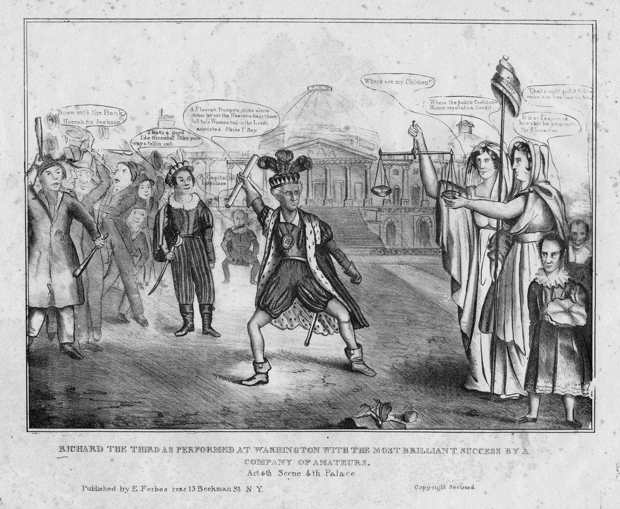 ريتشارد الثالث كما تم أداؤه في واشنطن بأكبر نجاح باهر من قبل شركة هواة ، c.1834 بواسطة المدرسة الأمريكية