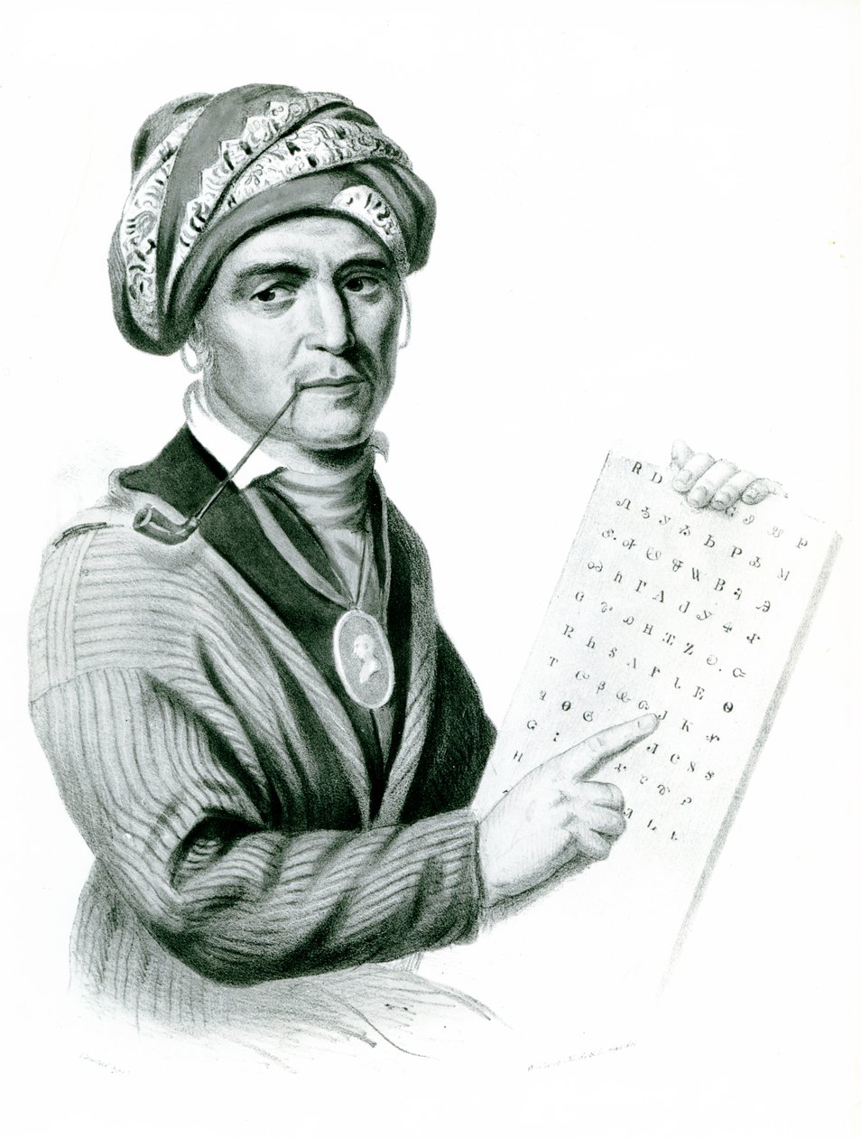 سي كو ياه (سيكويا) ، مخترع الأبجدية الهندية ، 1836 (الصورة: ب) بواسطة المدرسة الأمريكية
