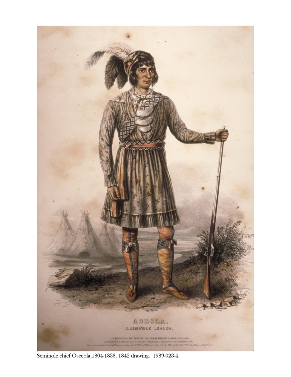 رئيس السيمينول أوسيولا ، 1842 بواسطة المدرسة الأمريكية