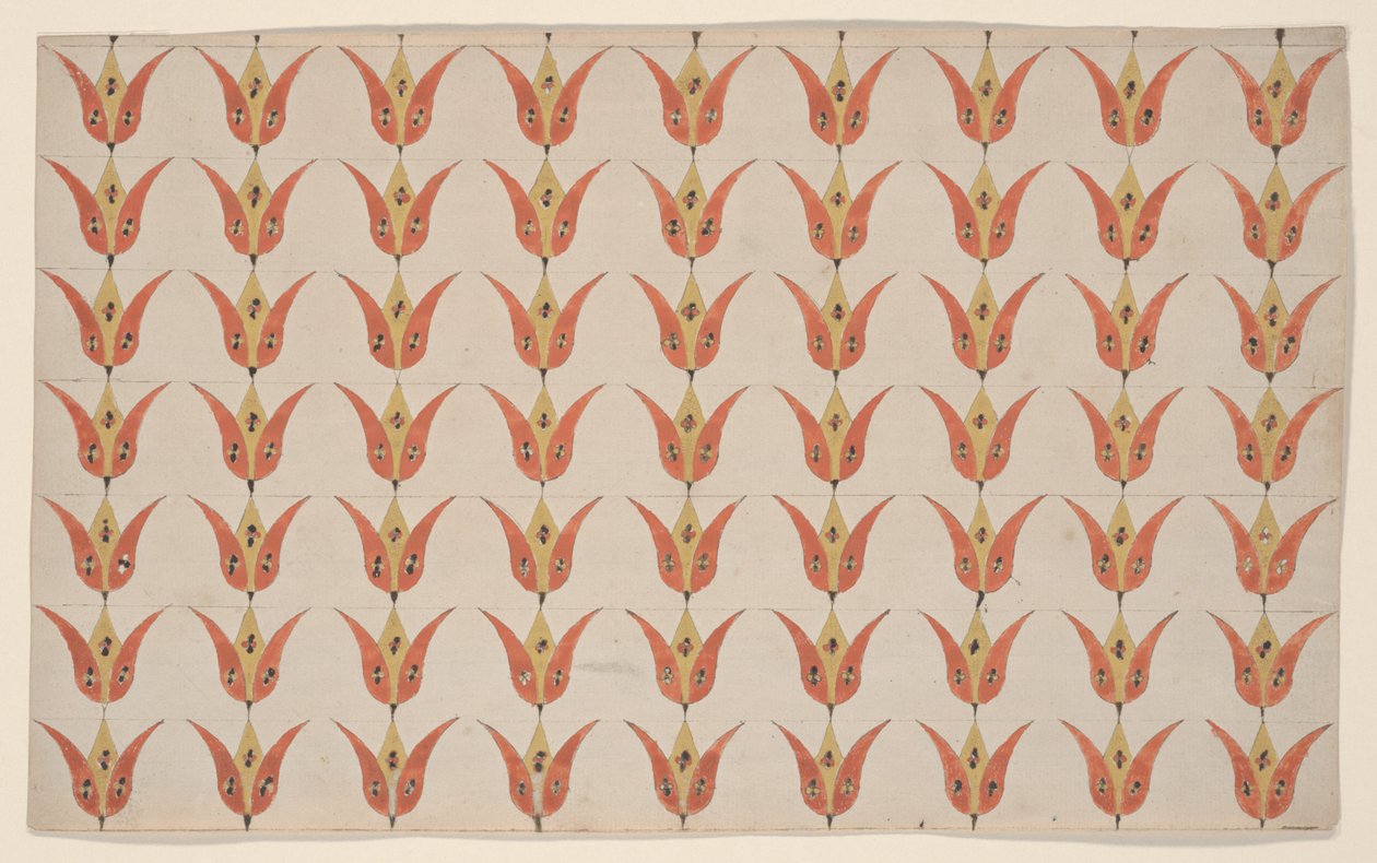 سبعة صفوف من زهور التوليب ، لوحة فراكتور ، c.1800-20 بواسطة المدرسة الأمريكية