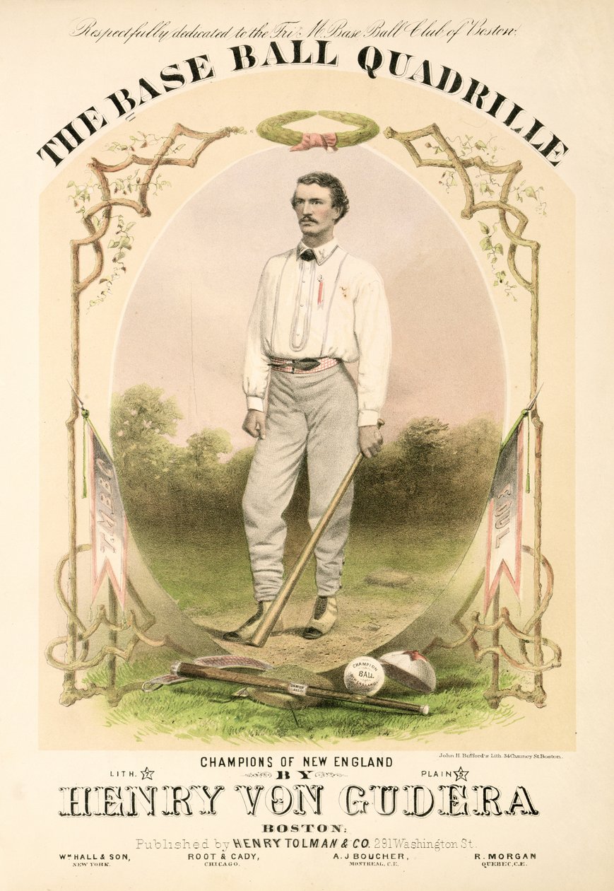 غلاف موسيقي ورقة لـ The Base Ball Quadrille كتبها هنري فون جوديرا ونشره هنري تولمان وشركاه ونشره هنري تولمان وشركاه بواسطة المدرسة الأمريكية