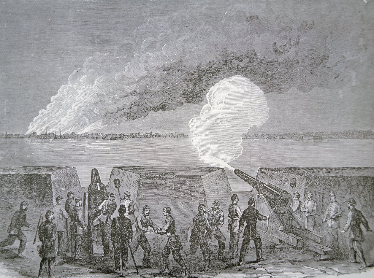 حصار تشارلستون ، المدينة المحترقة تحت القصف ، 3 يناير 1864 ، من Harper
