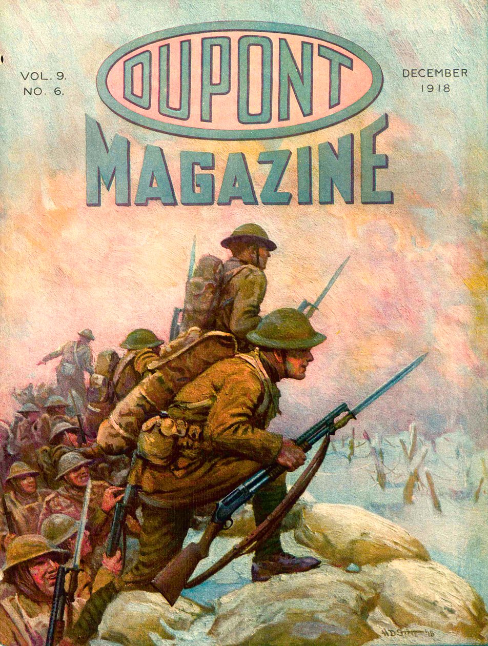 جنود في الخنادق ، الغلاف الأمامي لمجلة دوبونت ، ديسمبر 1918 بواسطة المدرسة الأمريكية