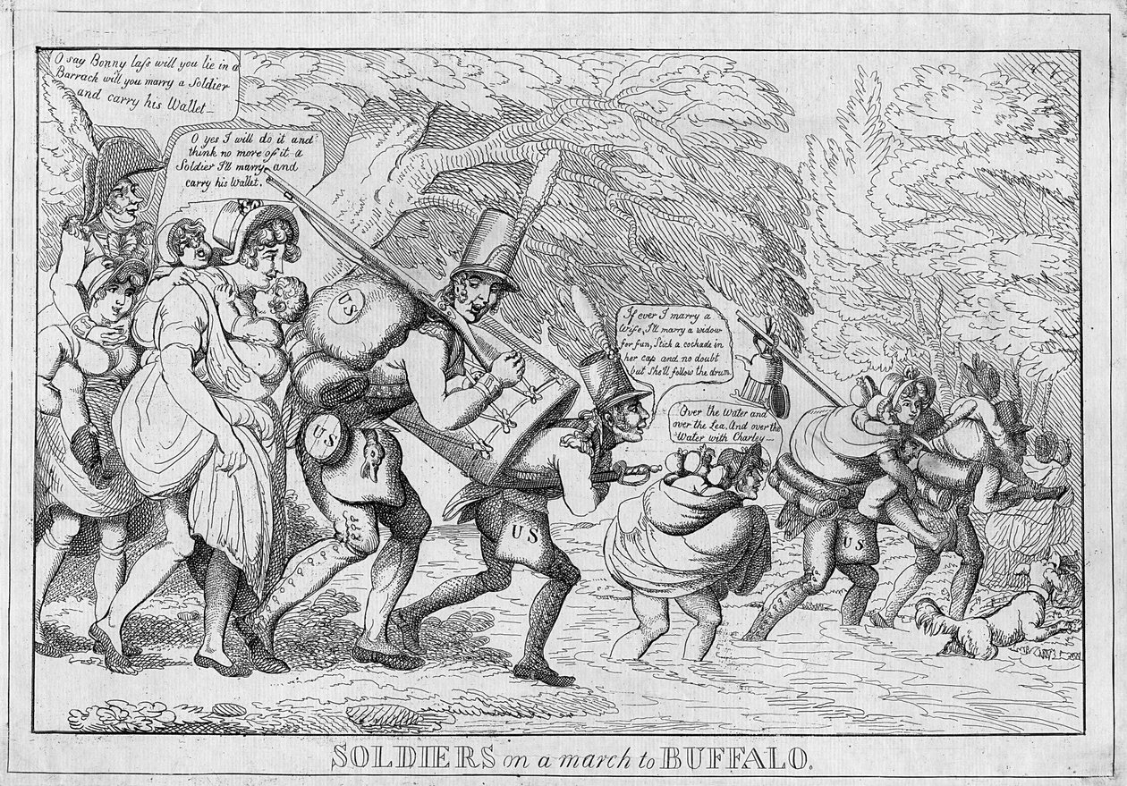 جنود في مسيرة إلى بوفالو ، 1813 بواسطة المدرسة الأمريكية