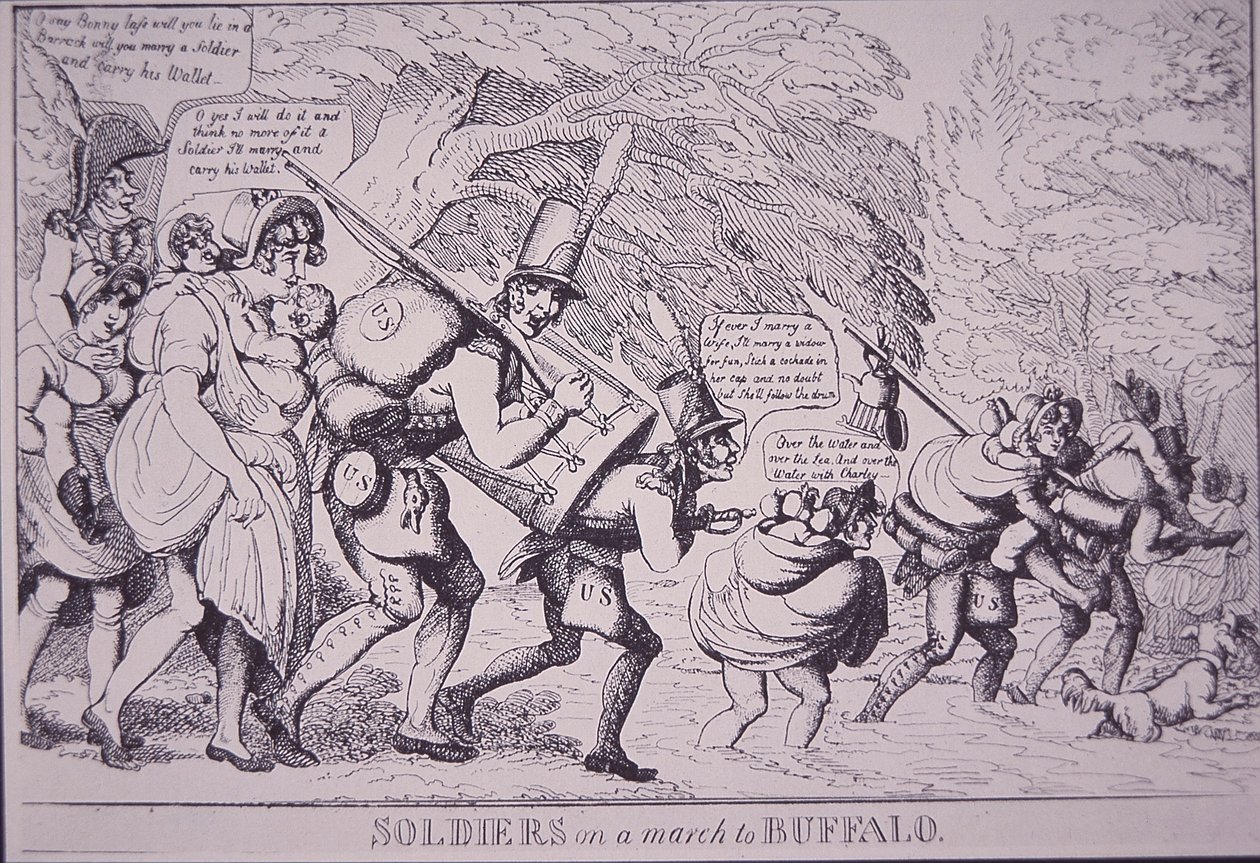 Soldiers on the March to Buffalo (etching) بواسطة المدرسة الأمريكية