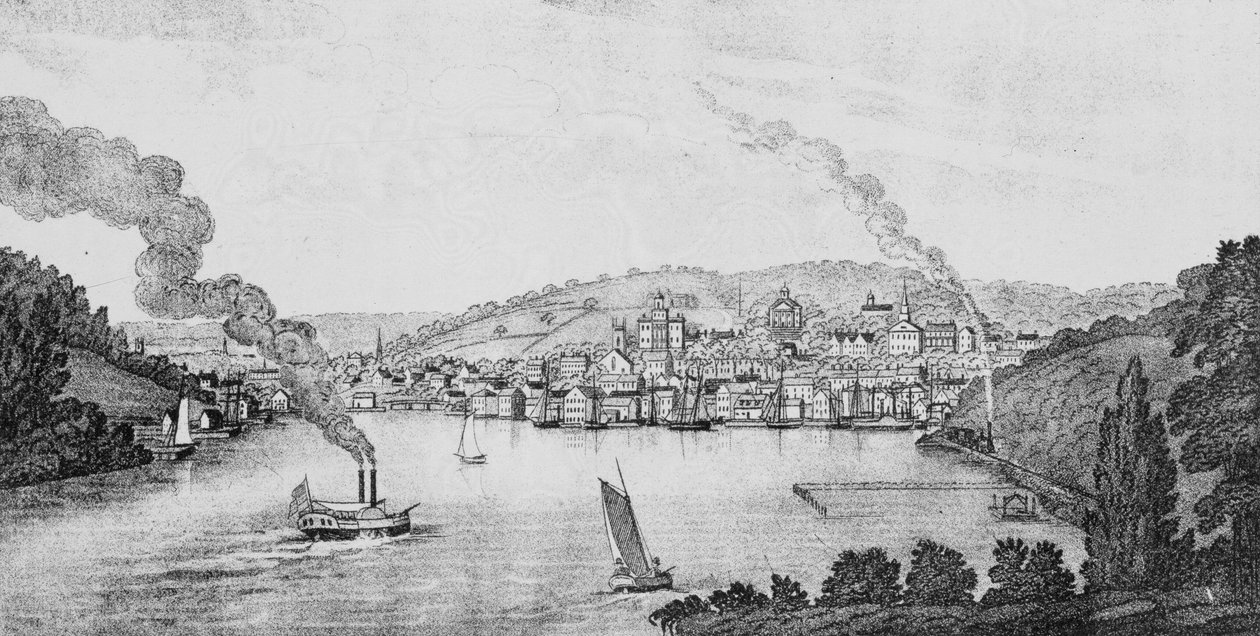 المنظر الجنوبي لمدينة نورويتش ، من "مجموعات كونيتيكت التاريخية" ، بقلم جون وارنر باربر ، 1856 بواسطة المدرسة الأمريكية