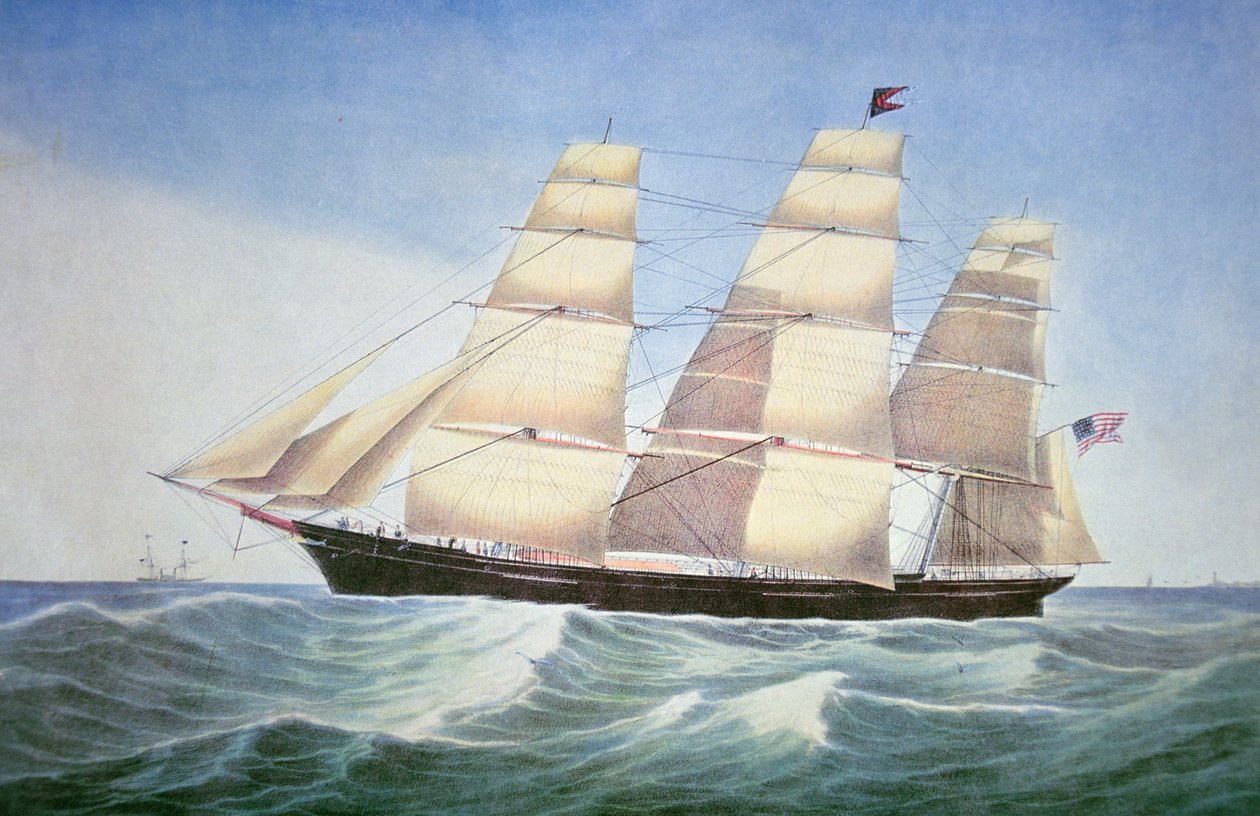 Sovereign of the Seas, lithograph by Nathaniel Currier (1813-88) بواسطة المدرسة الأمريكية