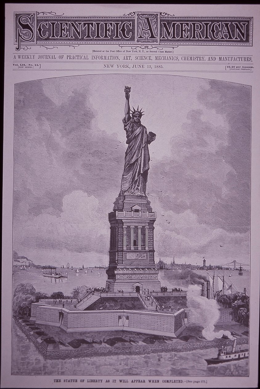 Statue of Liberty ‘as it will appear when completed’ on cover of Scientific American بواسطة المدرسة الأمريكية