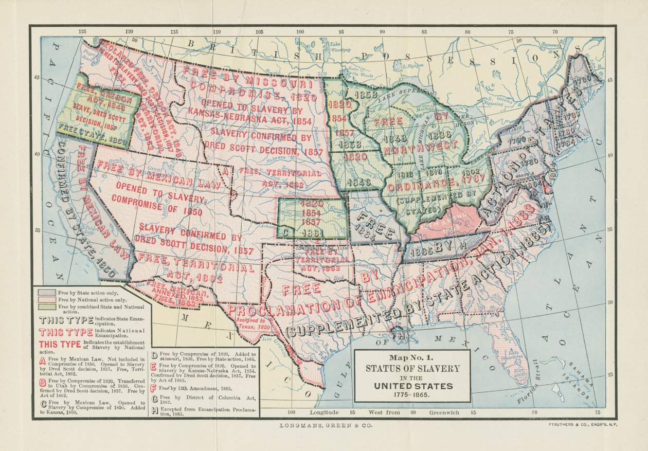 حالة العبودية في الولايات المتحدة ، 1775-1865 ، من "التقسيم والتوحيد ، 1829-1889" بقلم وودرو ويلسون ، 1893 بواسطة المدرسة الأمريكية