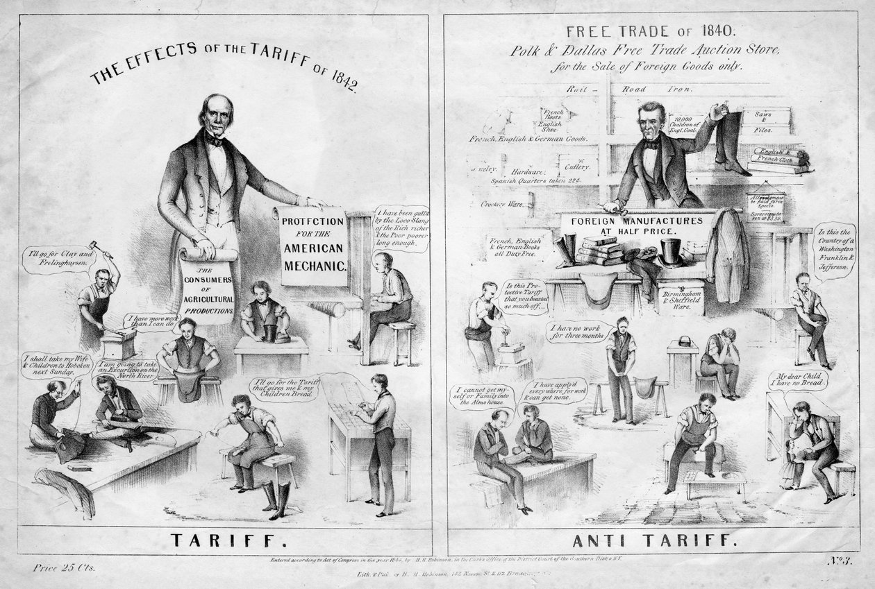 التعريفة الجمركية المضادة ، نشرها HR Robinson، New York، 1844 بواسطة المدرسة الأمريكية