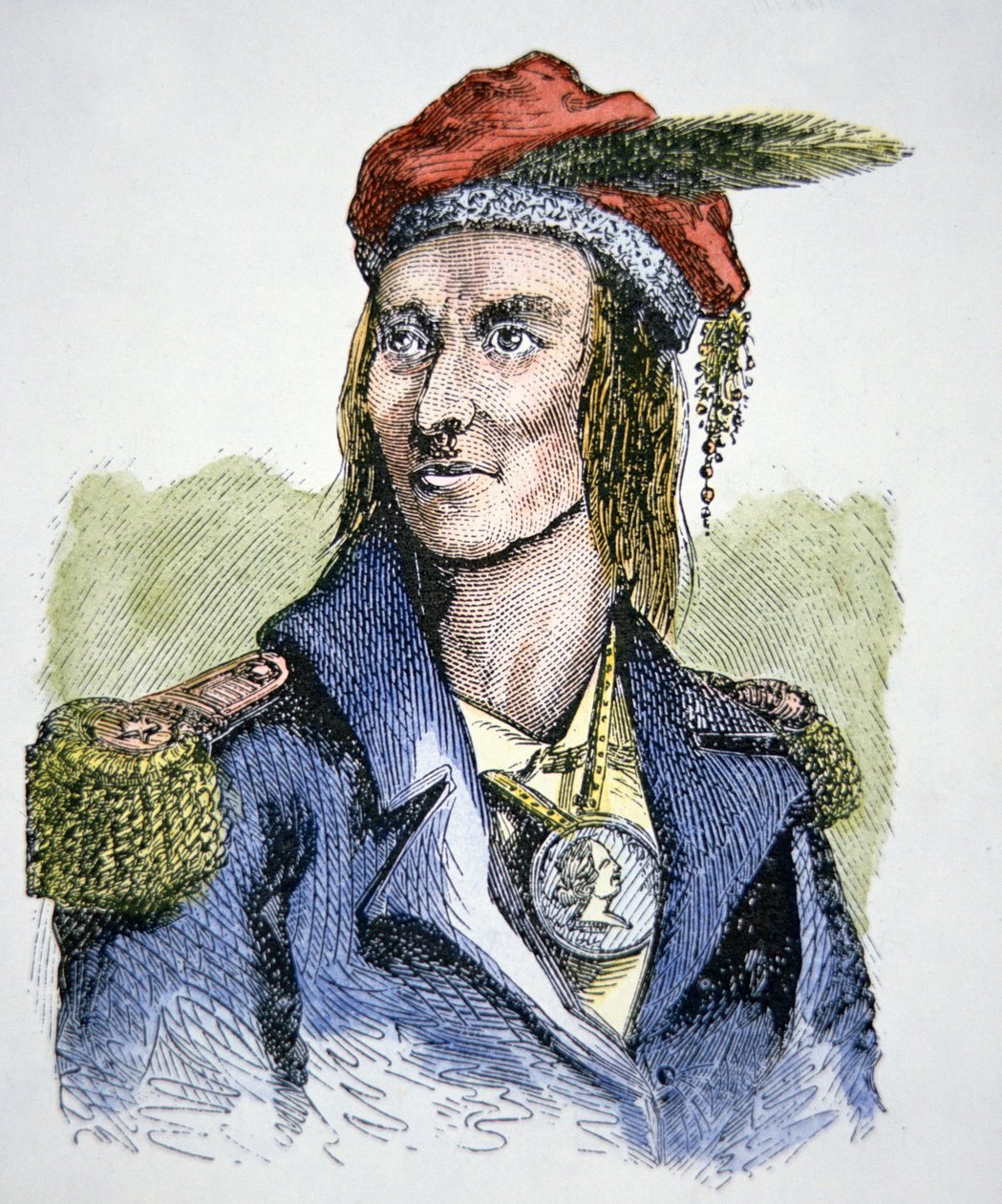 Tecumseh (1768-1813) (coloured engraving) بواسطة المدرسة الأمريكية