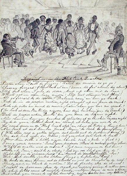 Terpischore in The Flat Creek Quarters ، Pea Ridge ، حوالي عام 1860 (قلم رصاص على ورق) بواسطة المدرسة الأمريكية