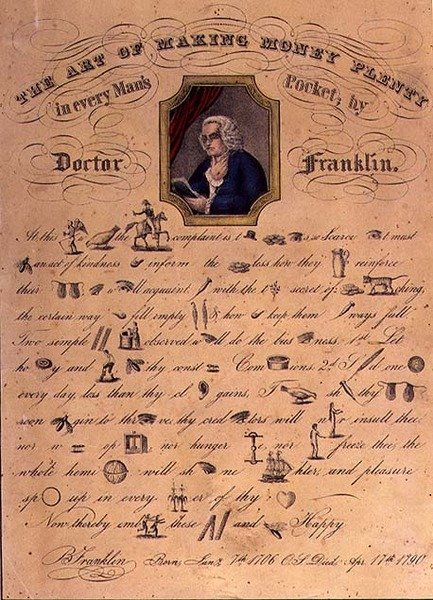 فن كسب الكثير من المال في جيب كل رجل بواسطة دكتور فرانكلين ، حانة. بواسطة Currier and Ives ، نيويورك (لون ليثو) بواسطة المدرسة الأمريكية