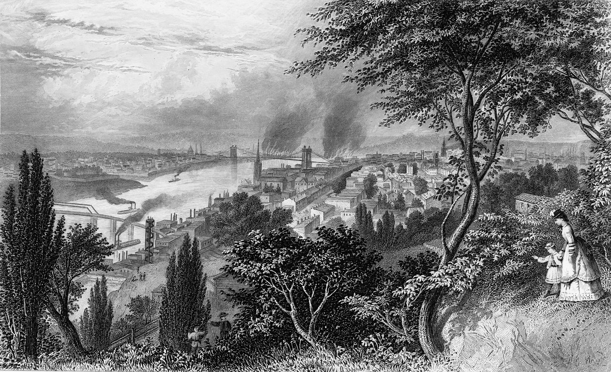 مدينة سينسيناتي ، أوهايو ، من الصور الخلابة الأمريكية المجلد الثاني ، طبع نيويورك 1872 بواسطة المدرسة الأمريكية