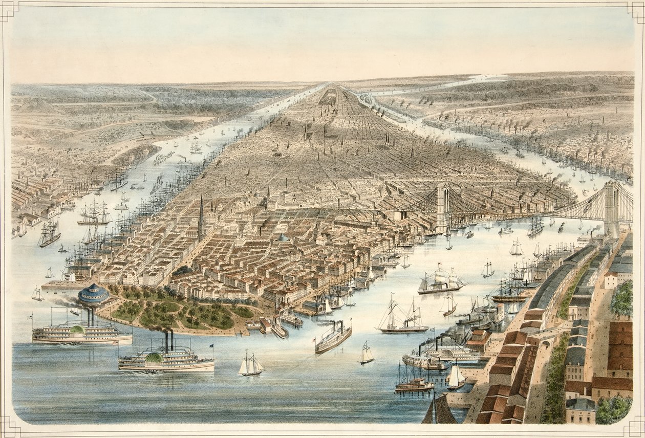 مدينة نيويورك ، حانة. 1876 بواسطة المدرسة الأمريكية