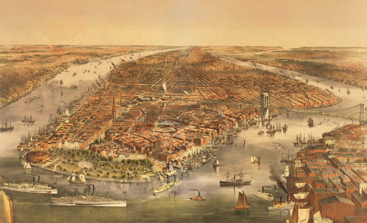 مدينة نيويورك ، حانة. بواسطة Currier و Ives ، 1870 بواسطة المدرسة الأمريكية