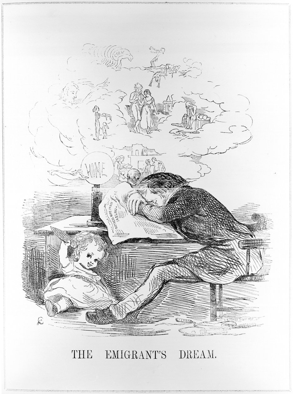 حلم المهاجرين ، نُشر في Yankee Doodle في 20 مارس 1847 بواسطة المدرسة الأمريكية