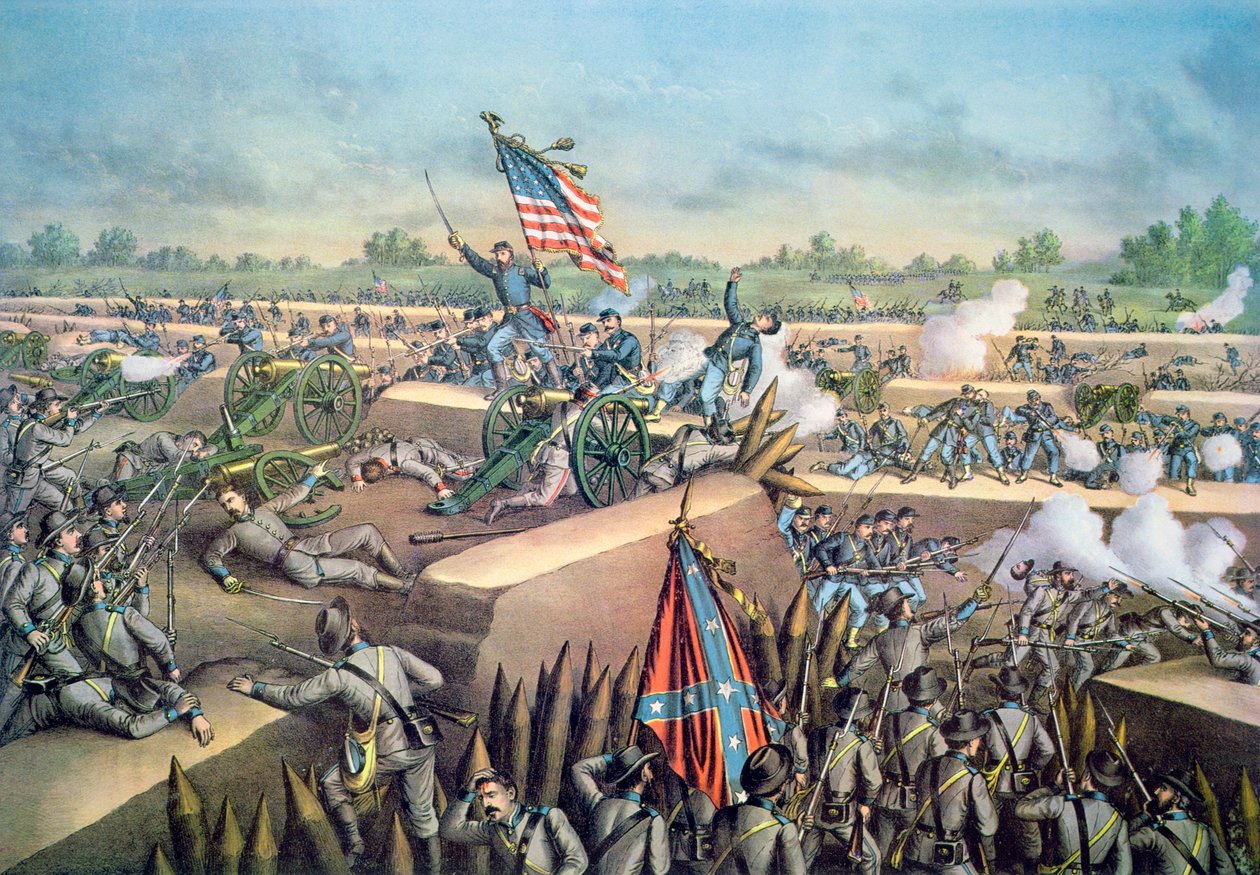 The Fall of Petersburg to the Union Army, 2nd April 1965, engraved by Kurz & Allison بواسطة المدرسة الأمريكية