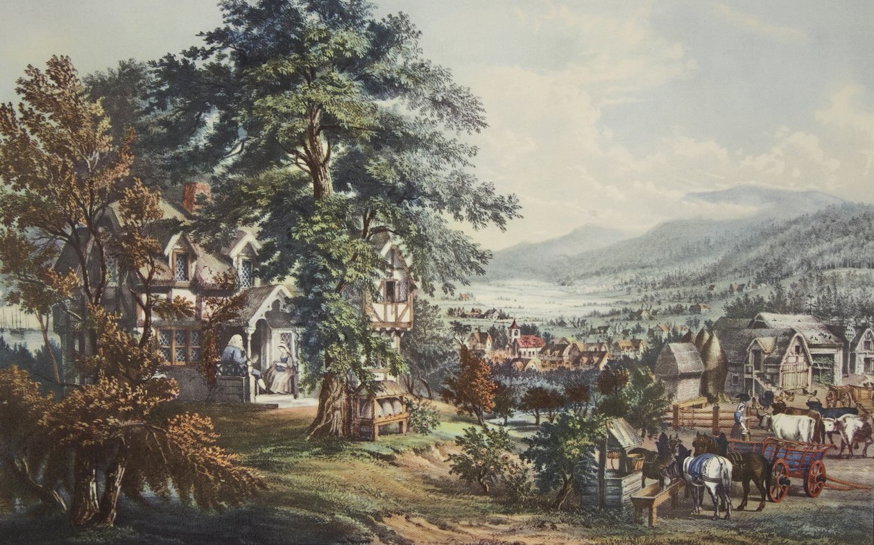 موطن إيفانجلين ، في Acadian Land ، حانة. 1864 ، كورير وإيفز بواسطة المدرسة الأمريكية