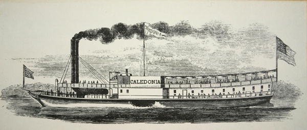 The Mississippi Side-wheeler 'Caledonia' ، حوالي 1830 (نقش) بواسطة المدرسة الأمريكية
