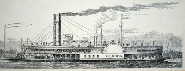 The Mississippi Side-wheeler 'Philadelphia' ، من 'Harper's Weekly' بواسطة المدرسة الأمريكية