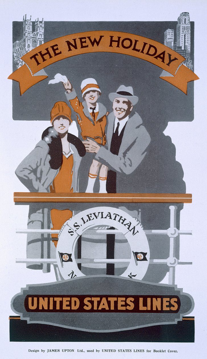 The New Holiday ، إعلان لخطوط الولايات المتحدة ، SS Leviathan ، 1920s بواسطة المدرسة الأمريكية