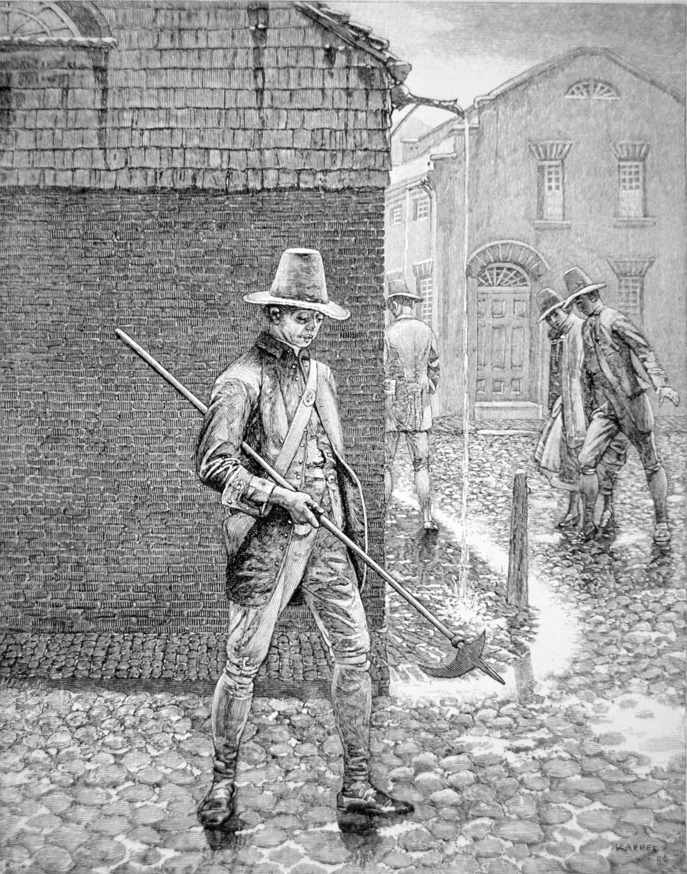 The New York Policeman of 1693 (engraving) بواسطة المدرسة الأمريكية