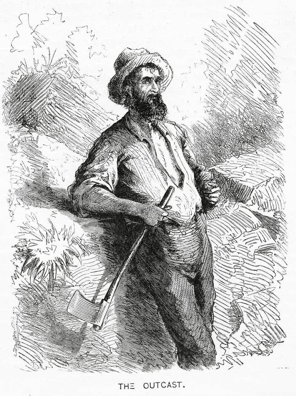 المنبوذ ، رسم توضيحي لقصة مميزة ، مجتمع المنبوذين ، من Appletons Journal ، 23 مارس 1872 بواسطة المدرسة الأمريكية