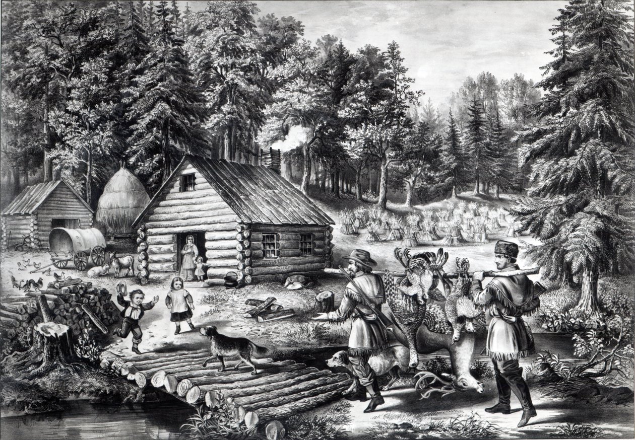 بيت الرائد على الحدود الغربية ، حانة. بواسطة Currier und Ives ، 1867 بواسطة المدرسة الأمريكية