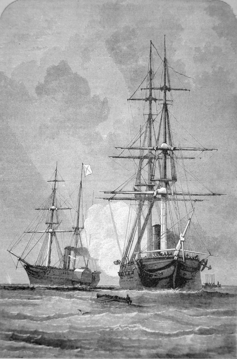 The "San Jacinto" Stopping the "Trent", 8 November 1861 (engraving) بواسطة المدرسة الأمريكية