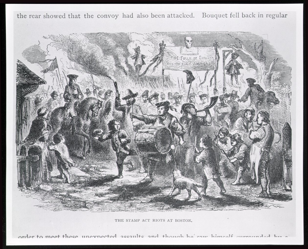 قانون الطوابع أعمال الشغب في بوسطن ، 25 أغسطس 1765 ، من "تاريخ الشباب للولايات المتحدة" بواسطة إليس بواسطة المدرسة الأمريكية