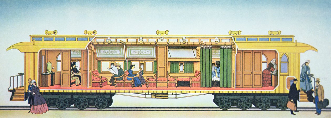 The first luxury Pullman Sleeping Car بواسطة المدرسة الأمريكية