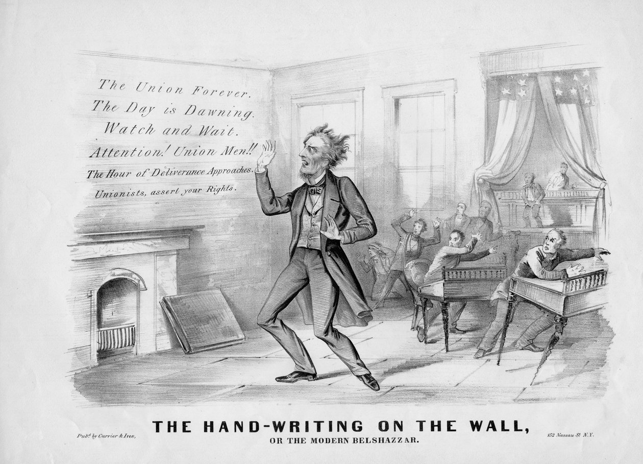 الكتابة اليدوية على الحائط ، أو ، Belshazzar الحديثة ، نشرتها Currier & Ives ، New York ، c.1864 بواسطة المدرسة الأمريكية