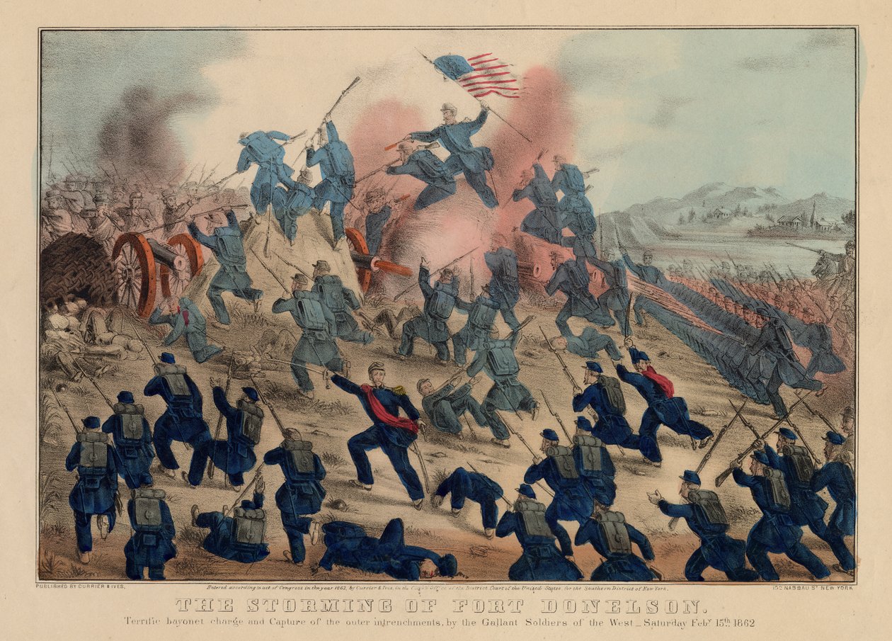 اقتحام فورت دونيلسون ، حانة. بواسطة Currier & Ives ، 1862 بواسطة المدرسة الأمريكية