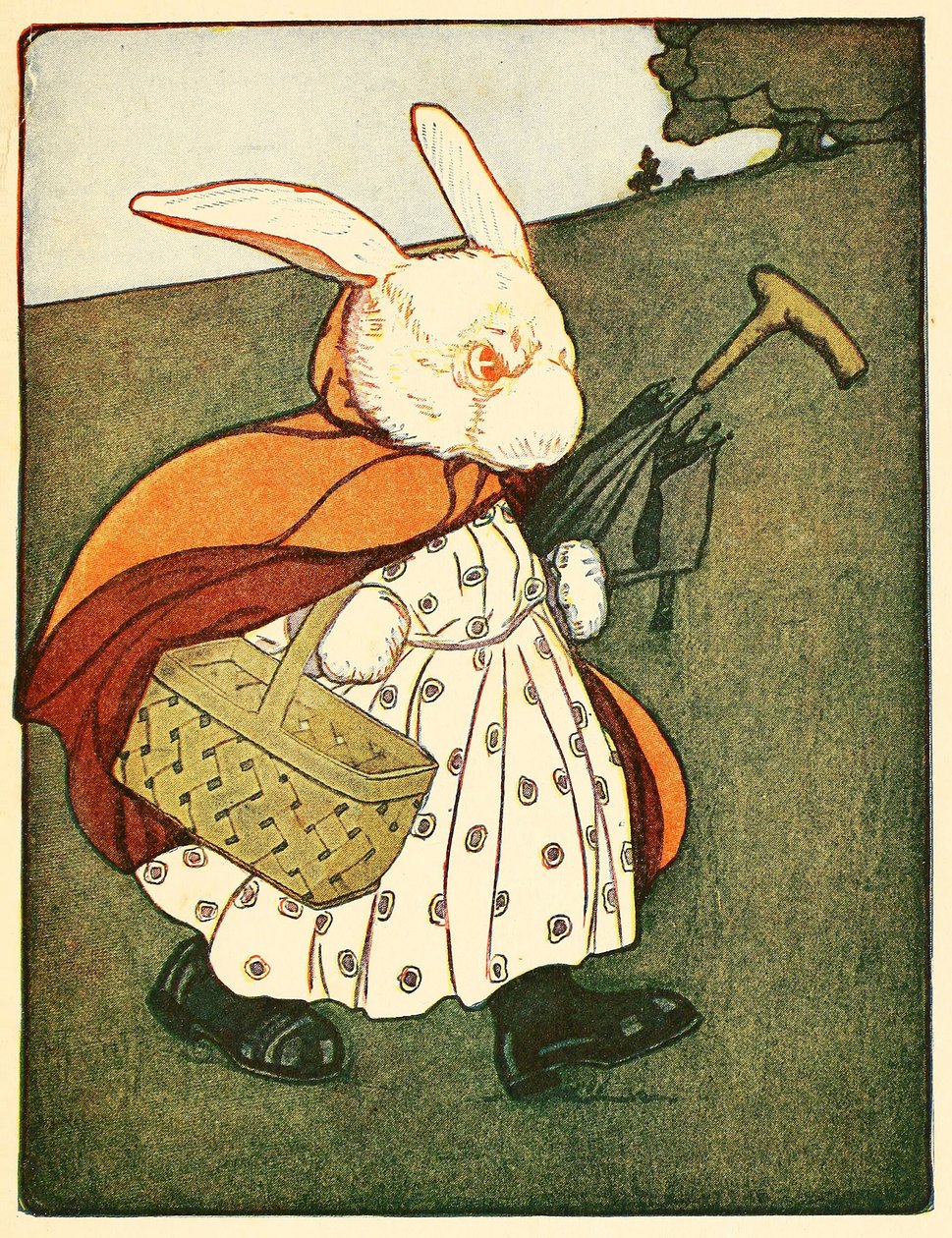 ثم انتقلت السيدة رابيت العجوز…. عبر الخشب إلى الخباز ، من The Tale of Peter Rabbit ، 1916. بواسطة المدرسة الأمريكية