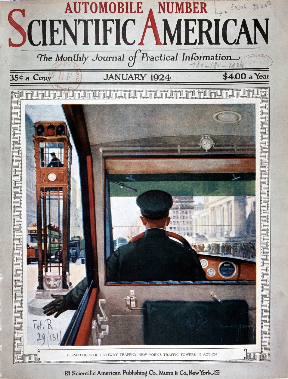 أبراج إشارات المرور والتحكم في حركة المرور في نيويورك - في "" Scientific American "، يناير 1924 بواسطة المدرسة الأمريكية