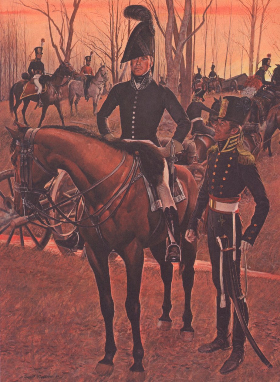 US Horse Artillery, c.1812 (colour litho) بواسطة المدرسة الأمريكية