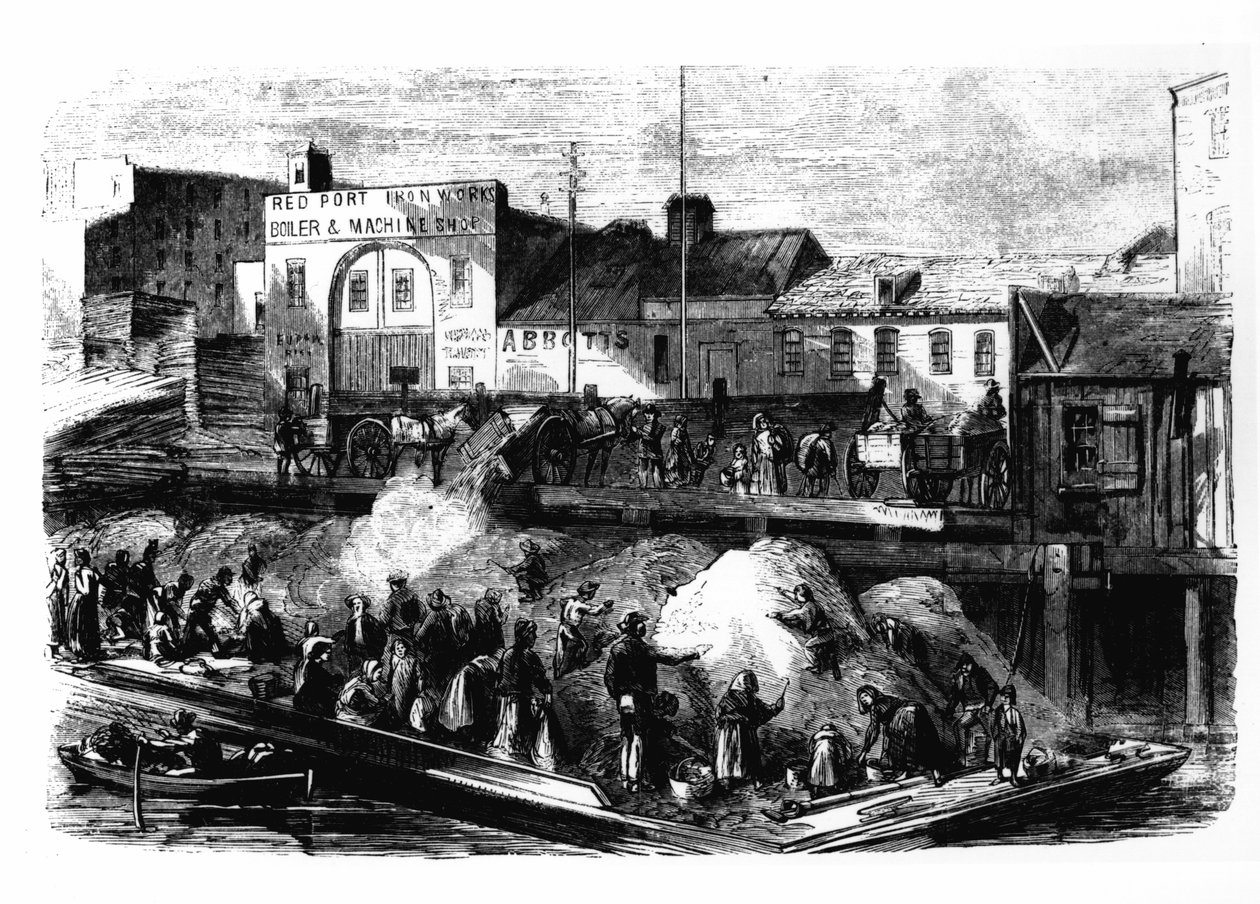 Vagrants يختار خرقًا لبيعه من مكب القمامة في Street Street ، نيويورك ، c.1870 بواسطة المدرسة الأمريكية