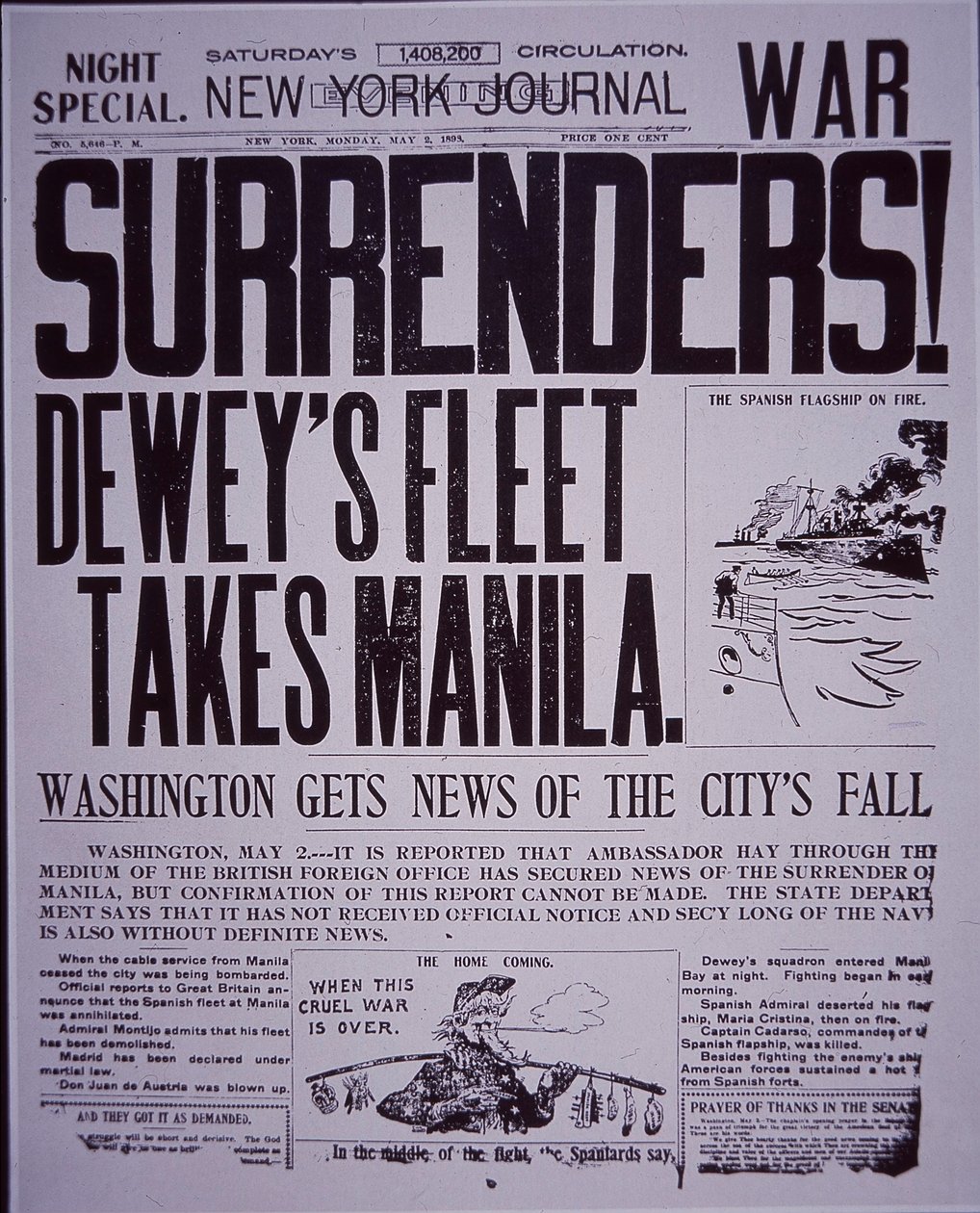 Victory headline on New York Journal, during the Spanish-American War بواسطة المدرسة الأمريكية